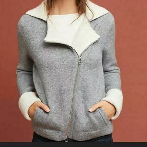 New Anthropologie Moto Contrast Sweater Jacket Small #128